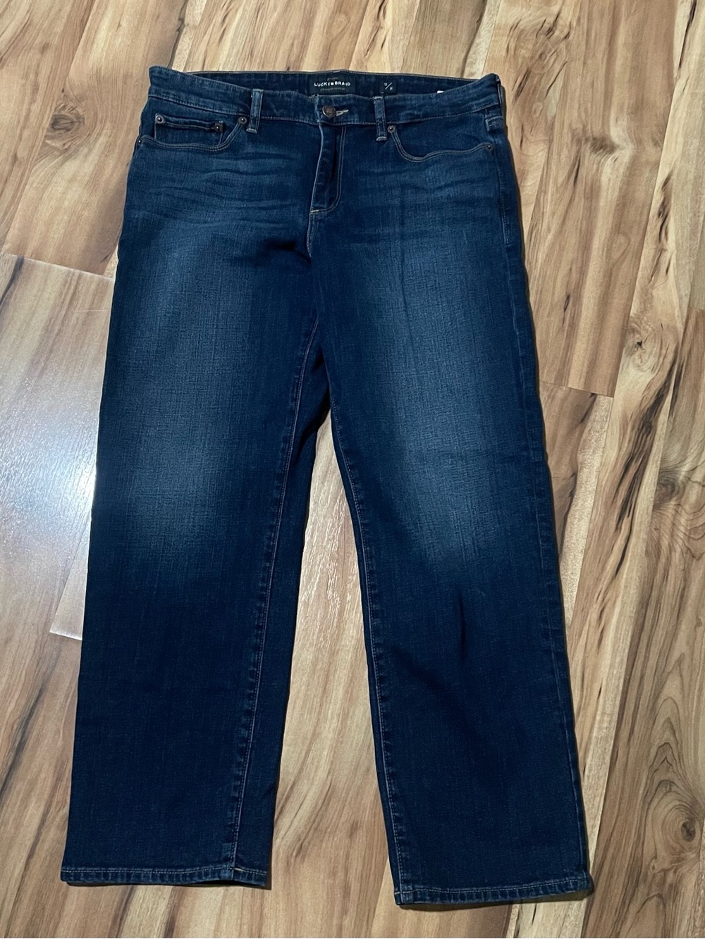 Lucky Brand Sweet Crop Denim Jeans-Mid Rise Cropped Straight Dark Wash Sz 12